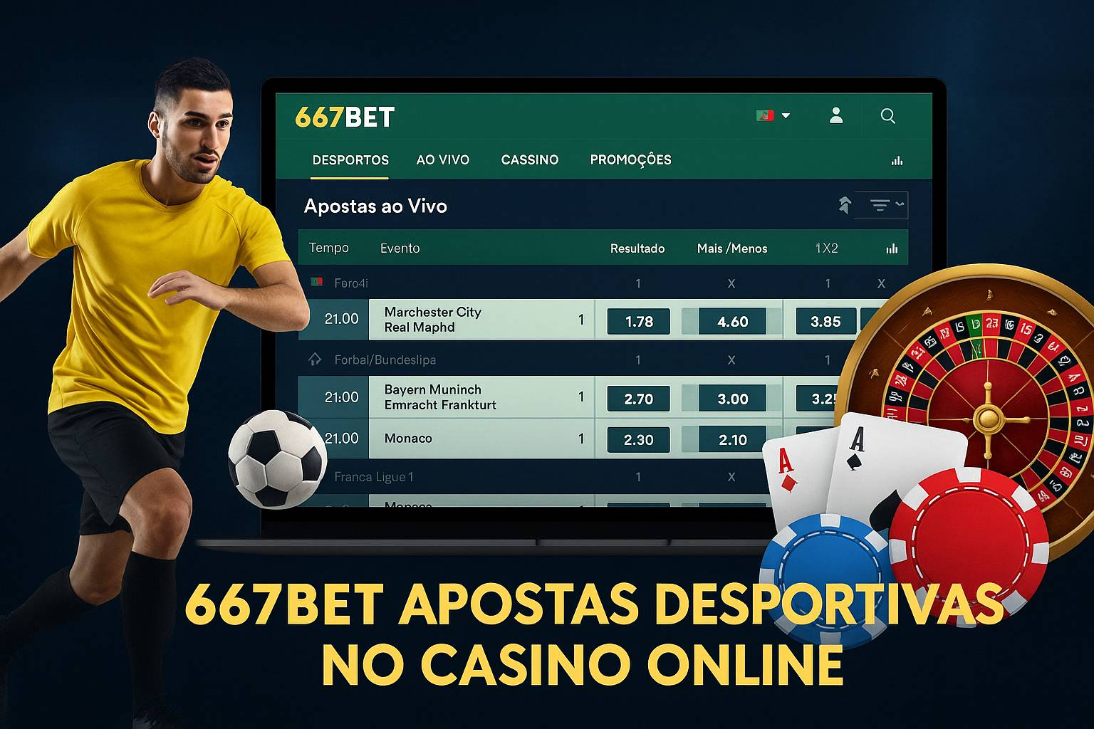 Apostas esportivas no cassino online 667BET
